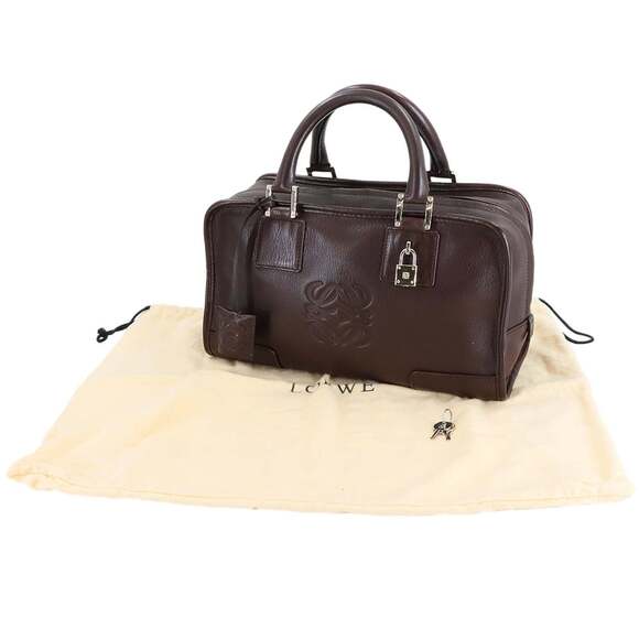 LOEWE Amazona 28 handbag in brown leather with silver hardware. - Picture 2 of 10